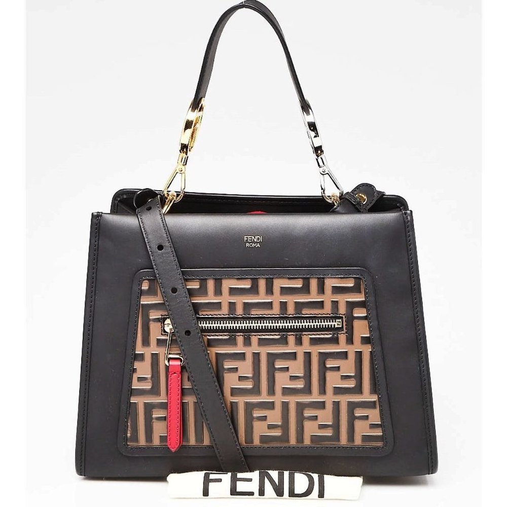 FENDI Tricolor Nappa Leather Runaway Logo Shoulder Bag - Picture 1 of 11